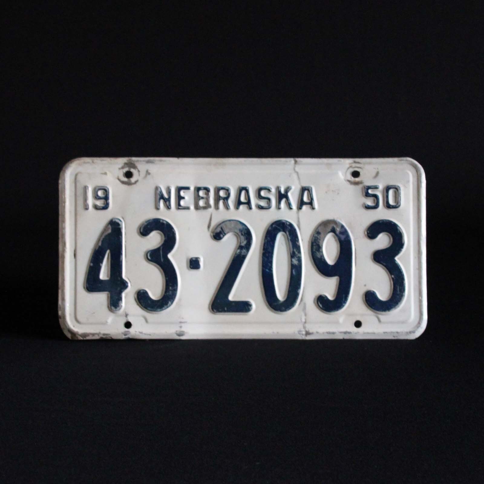 Nebraska License Plate 1950 - Automobile - Car Collectible - Metal