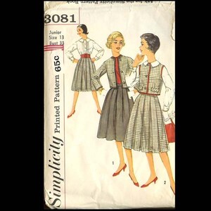 1960s Junior and Misses Jacket, Skirt and Blouse Simplicity Pattern 3081 - Vintage Sewing Pattern - CUT - Juniors Size 13 - Fashion DIY