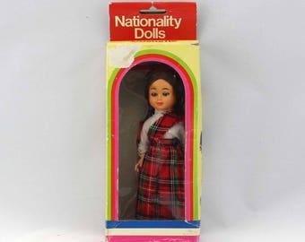 Vintage Scotland Doll - Nationality Dolls with Sleeping Eyes in Colourful Native Costume - Made in Hong Kong - Dolls of the World - Scottish