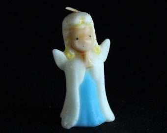 Gurley Angel Girl Candle - Novelty Holiday Candle Decoration - Christmas Decor - Winter - Figural Wax Candle - Vintage Christmas - Praying