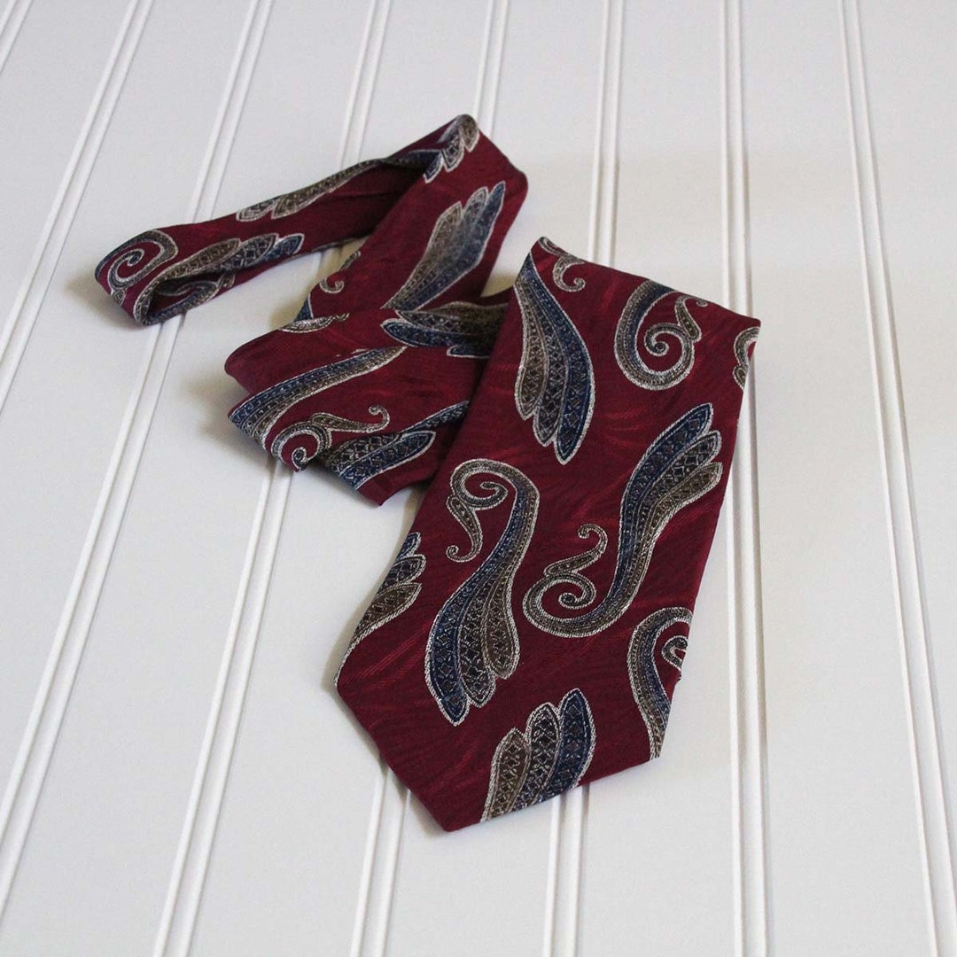 Vintage Men's Necktie Isaac Zeicer Couture Tie Abstract Feather Design ...