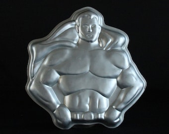 Wilton Super Hero Cake Pan - Batman oder Superman - 1977 DC Comics - Wilton 502-1212 - Sammlerform - Geburtstagstorte