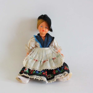 Vintage Mid Century Hard Plastic Doll - Dolls of the World - Scandinavian - Sweden - Denmark - Folk Doll - Traditional Dress - Blonde Hair