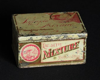 Vintage Lafayette Mixture Smoking Tobacco Tin - Marburg Bros. - Baltimore, MD - Tobacco Tin - Hinged Box - Storage Container - Lithograph