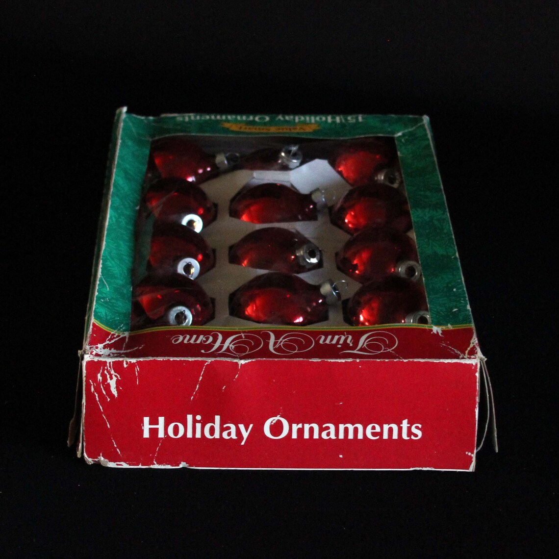 Trim A Home Glass Christmas Tree Ornaments Red Set of 15 Etsy