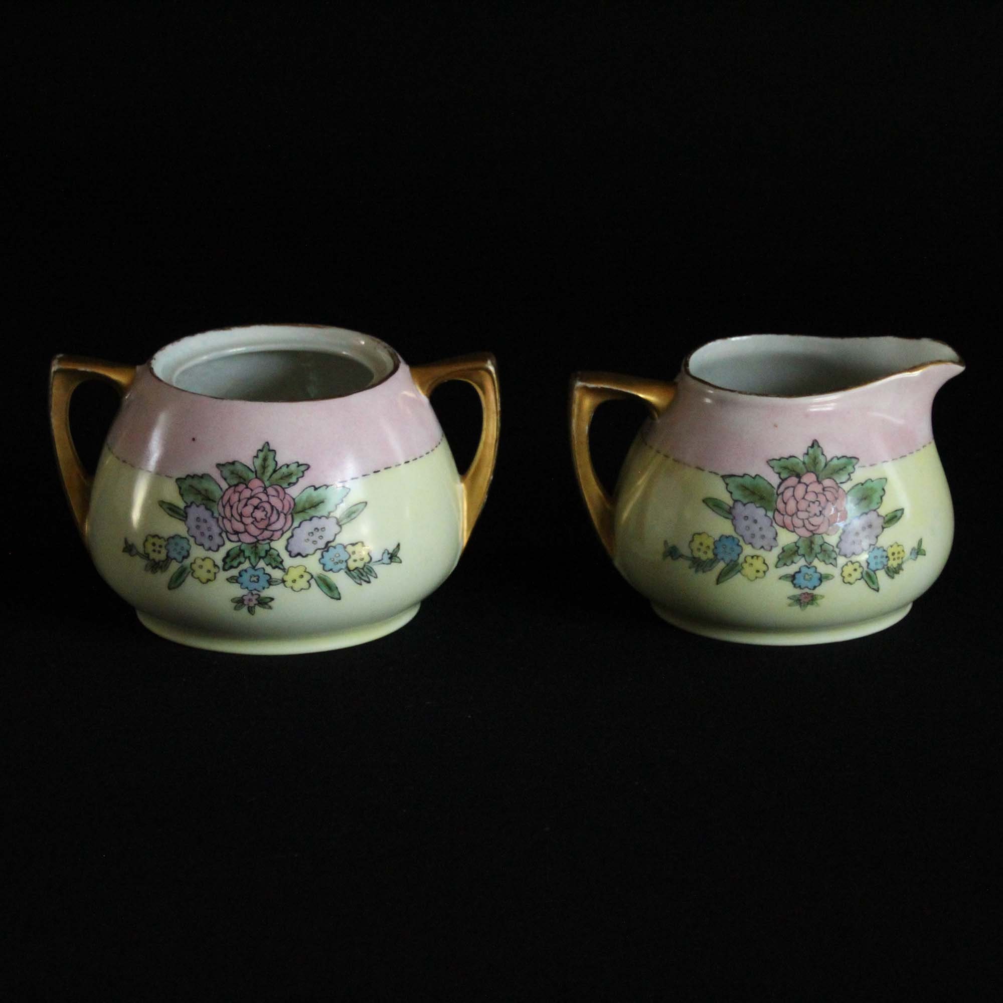 Vintage OEPIAG Royal Cream and Sugar Set With Floral