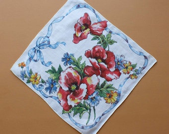 Vintage Handkerchief with Printed Floral Design