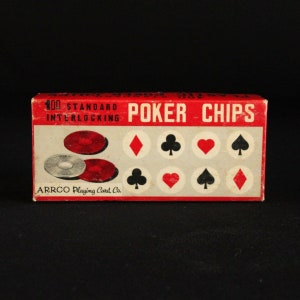 ARRCO 標準インターロッキング ポーカー チップ - ビンテージ ゲーム ピース - AARCO プレイング カード カンパニー - ファミリー ゲーム ナイト - オリジナル ボックス