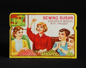 Vintage Sewing Susan Needle Book - Decorative Sewing Needle Package - Small 21 Needle Size