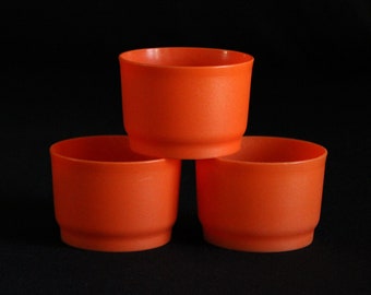 Tupperware Snack Cups in Bright Orange - Set of 3 Cups - 4 oz - 1229 - Small Bowls - Retro Kitchen - Tupperware Containers - Snack Keepers
