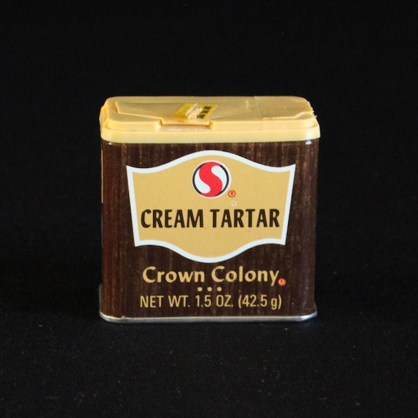 Vintage Crown Colony Spice Tin - Cream Tartar - Spice Container - Safeway - 1.5 oz - Retro Kitchen Decor - Mid Century 1979