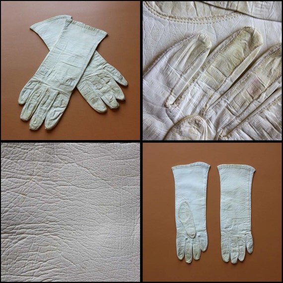 Vintage Lanolav Leather Gloves in Cream - Size 6.5 - image 5