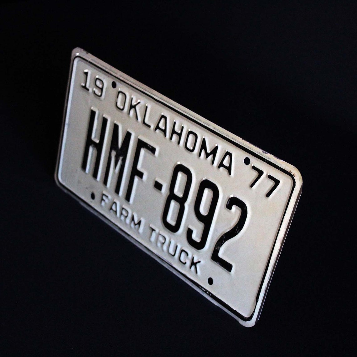Oklahoma Farm Truck License Plate 1977 Automobile Car Etsy