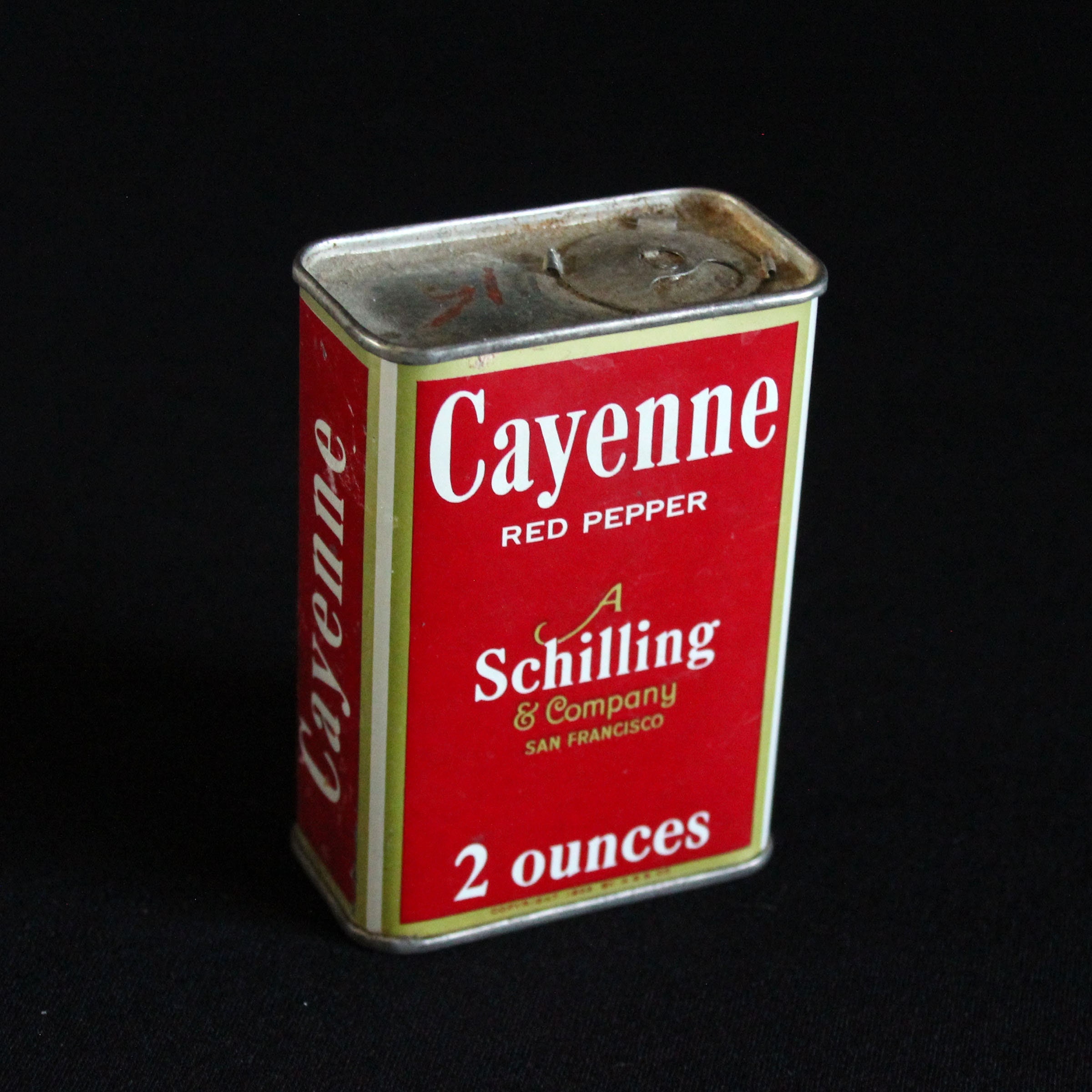 Vintage Schilling Spice Tin - Cayenne Red Pepper - Spice Container