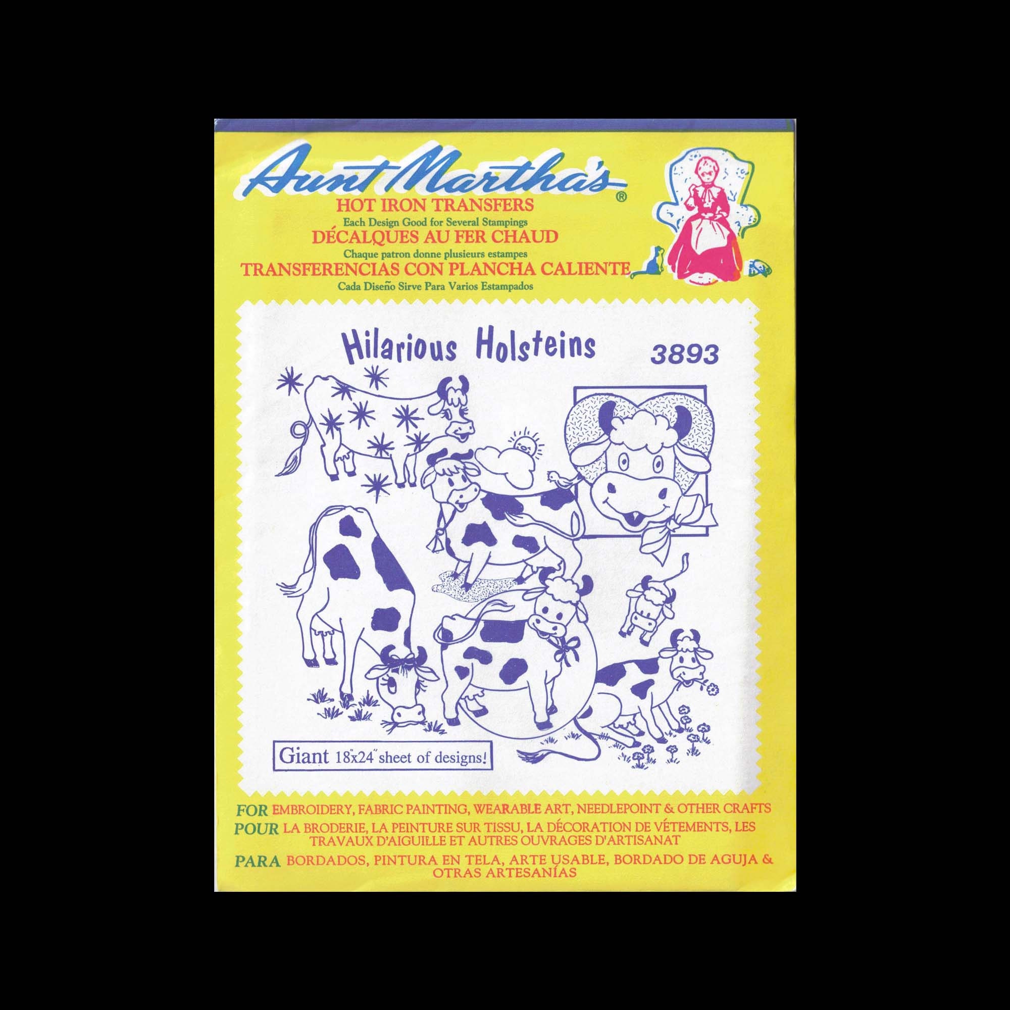 Hand Embroidery Iron-on Transfer Pattern Aunt Martha's® Iron-on Hand  Embroidery Transfer Pattern Iron-on Hand Embroidery Transfer Pattern #3893  Hilarious Holsteins.