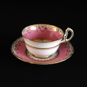 Royal Stafford Bone China Tea Cup and Saucer - Orange and Yellow Flowers Pattern 8241 - Made in England - Gold Trim - Tea Service