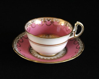 Royal Stafford Bone China Tea Cup and Saucer - Orange and Yellow Flowers Pattern 8241 - Made in England - Gold Trim - Tea Service