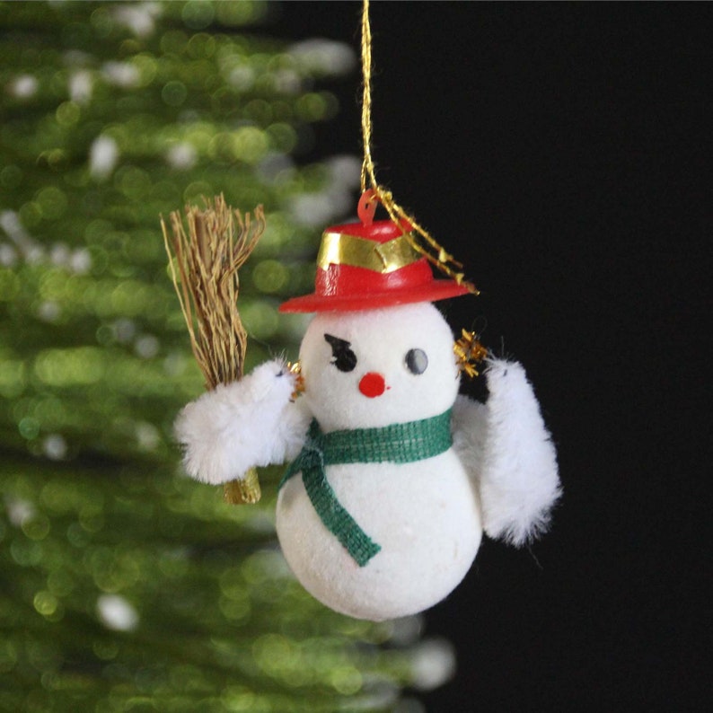 Vintage Flocked Frosty the Snowman Christmas Ornament Kitsch Etsy