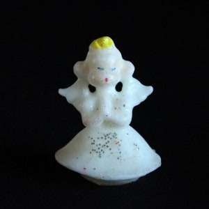Gurley Angel Girl Candle with Glitter - Novelty Holiday Candle Decoration - Christmas Decor - Figural Wax Candle - Vintage Christmas