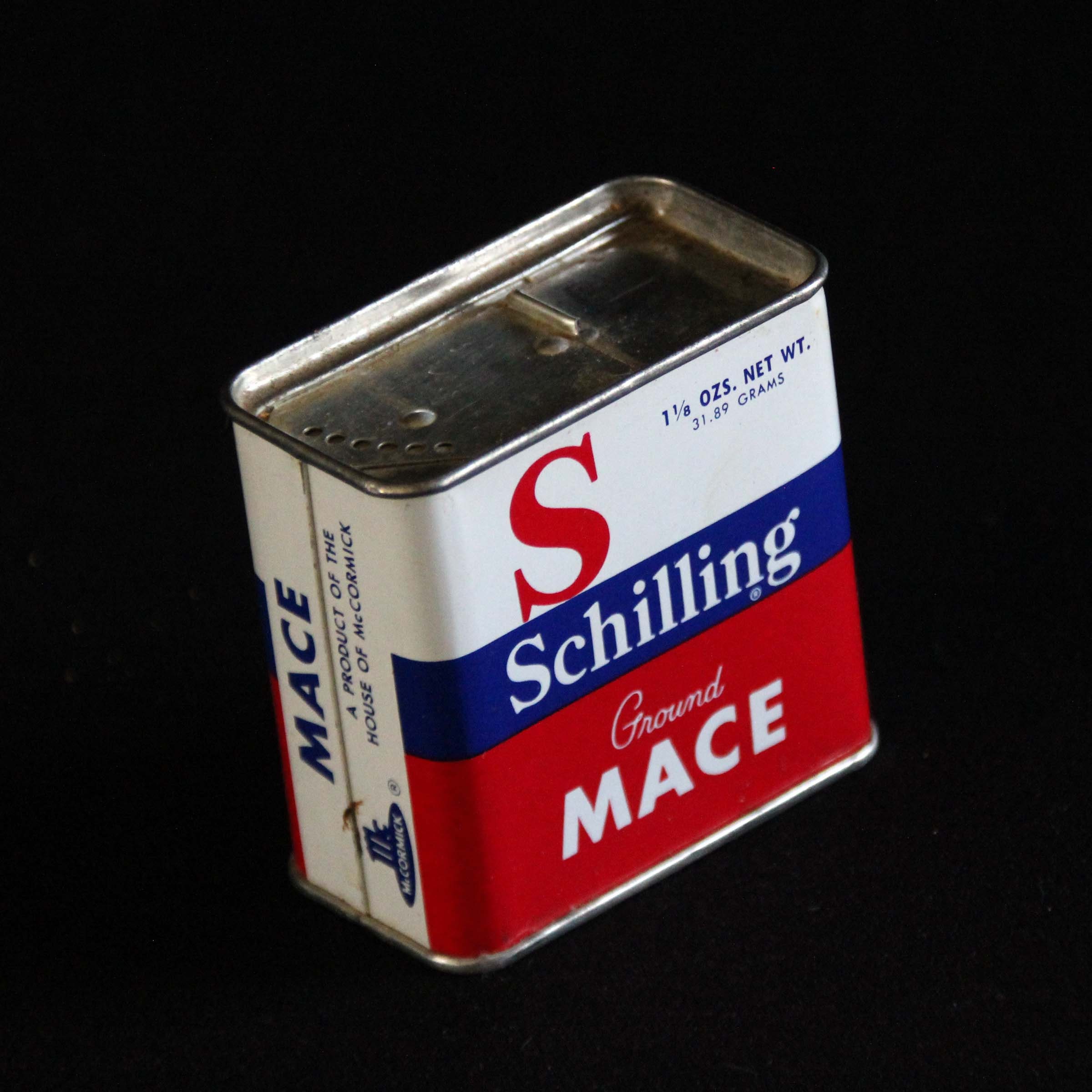 Vintage Schilling Spice Tin - Ground Mace - Spice Container