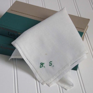 Vintage Handkerchief in White With Embroidered Monogram Letters G. S ...