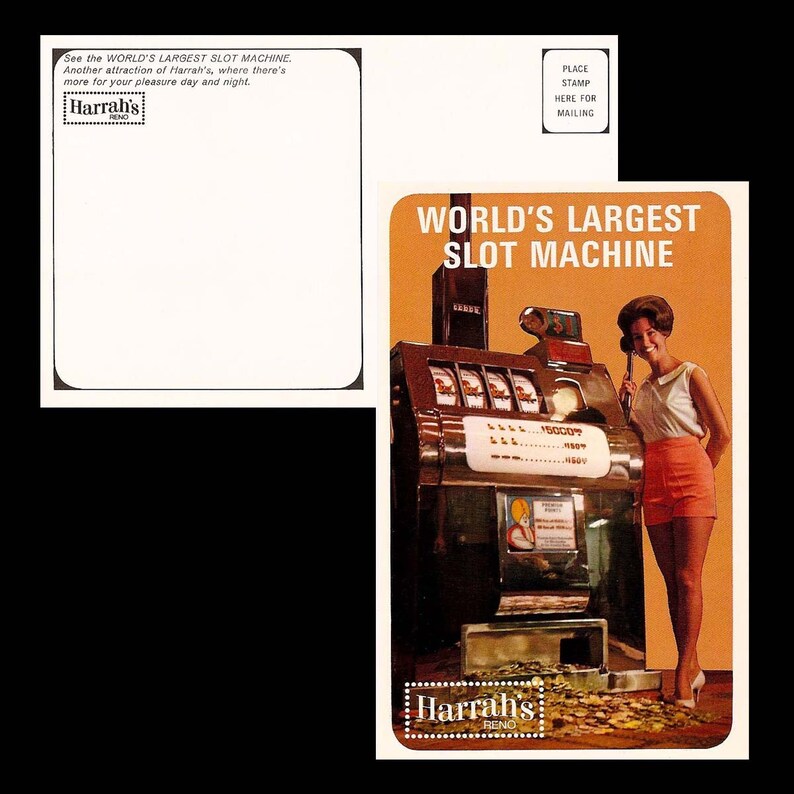 World/'s Largest Slot Machine Mickie Finn Nevada Set of 3 Bertha /& Tina Vintage Postcards of Reno Harrah/'s- John Ascuage/'s Nugget