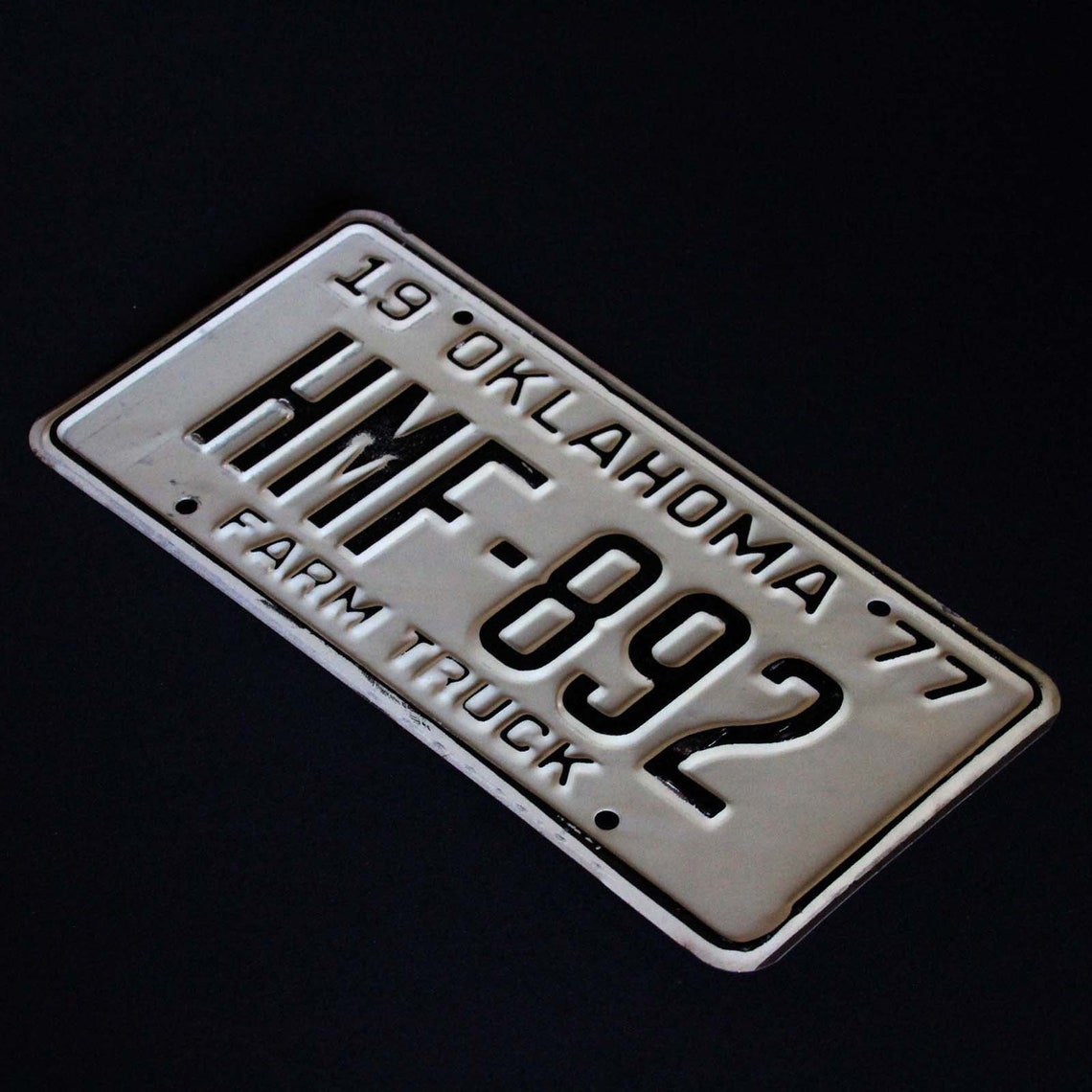 Oklahoma Farm Truck License Plate 1977 Automobile Car Etsy