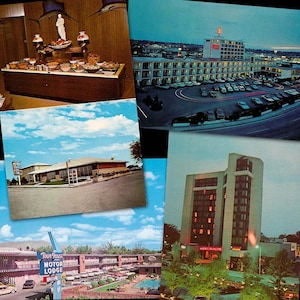 Cartes postales de voyage vintage de motels - Lot de 4