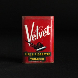 Vintage Velvet Pipe and Cigarette Tobacco Tin - Liggett & Myers Tobacco Company - Lidded Box - Storage Container - Tobacciana - Tobacco Tin