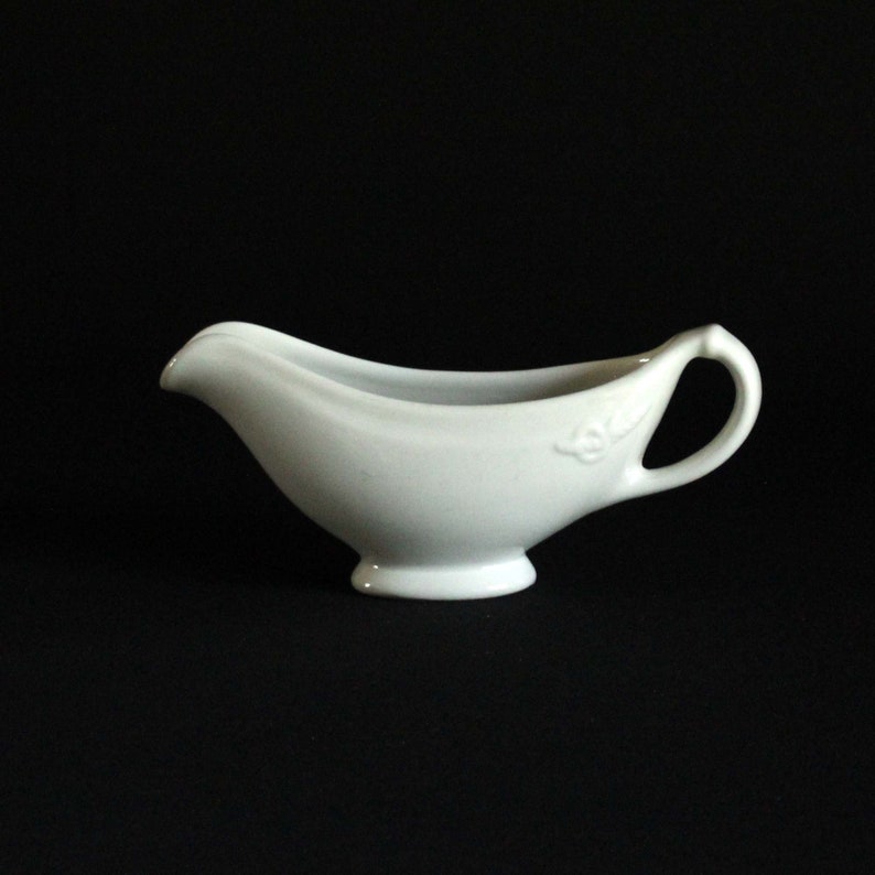 Vintage Hall Pottery Gravy Boat White Ironstone Restaurant Etsy