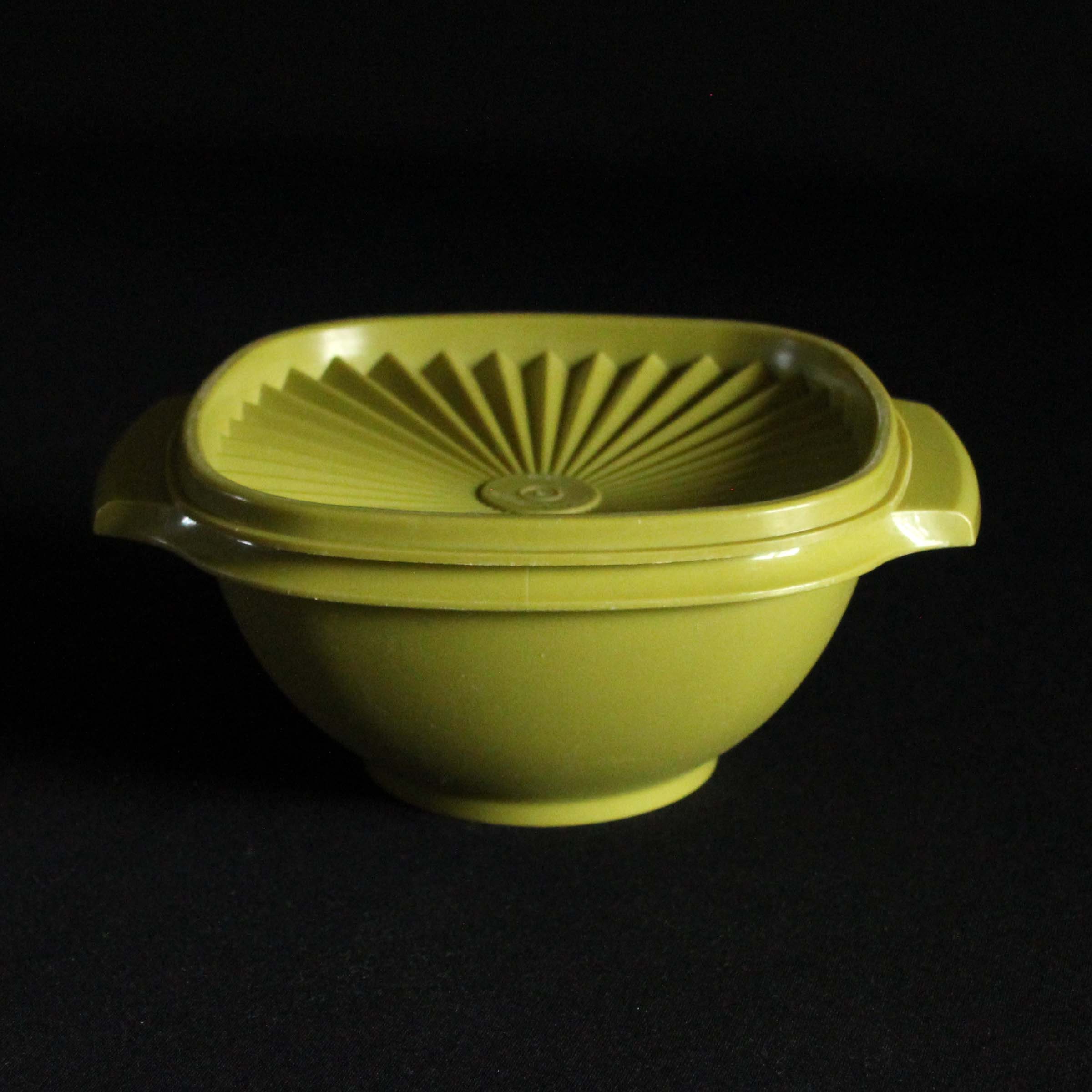 Vintage Tupperware Bowls / 12 inch Bowl / Green / Yellow / Clear