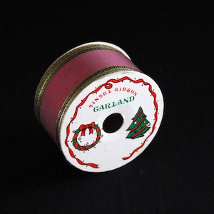 Vintage Insel Band Girlande auf Original Spule - Fantasia Marke - rosa und Gold - 2" breit - 10 Yards - Geschenk Verpackung Band - Urlaub Dekor