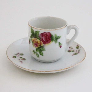 Jahrgang Norcrest Demitasse Teetasse und Untertasse mit Rosen