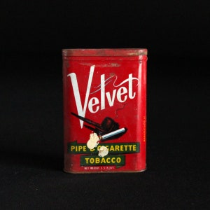 Vintage Velvet Pipe and Cigarette Tobacco Tin - Liggett & Myers Tobacco Company - Lidded Box - Storage Container - Tobacciana - Tobacco Tin