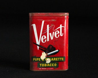 Vintage Velvet Pipe and Cigarette Tobacco Tin - Liggett & Myers Tobacco Company - Lidded Box - Storage Container - Tobacciana - Tobacco Tin