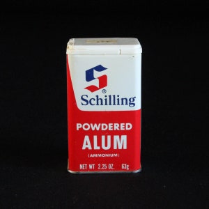 Vintage Schilling Spice Tin - Powdered Alum (Ammonium) - Spice Container - McCormick & Co - 2.25 oz - Retro Kitchen Decor - Mid Century 1975