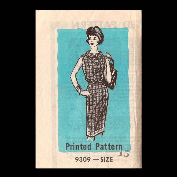 1960s Idaho Farmer Juniors' and Misses' One-Piece Dress Pattern 9309 - Vintage Sewing Pattern - CUT - Women's Miss Size 15 - Fashion DIY