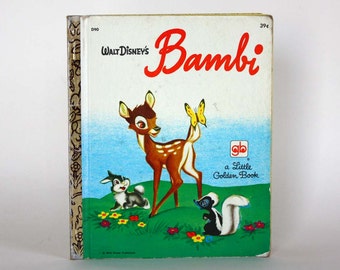 Walt Disney's Bambi - A Little Golden Book - vintage Book c. 1973 - Western Publishing Golden Press - Young Reader - Illustrated Story Book