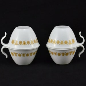 Butterfly Gold Corelle Livingware Open Hook Handle Mugs - Set of 4 - Coffee - Tea - Hot Cocoa - Corning Ware - Cup - Retro Kitchen - 1970s