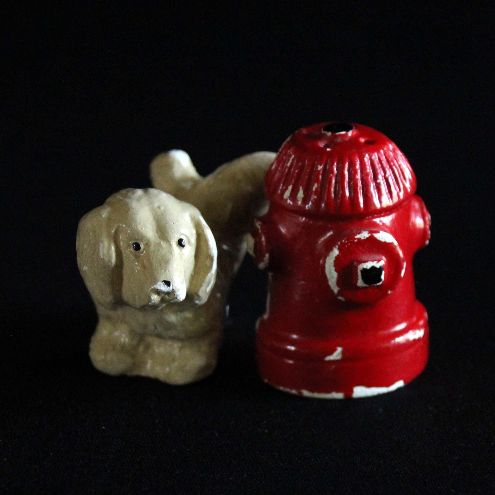 Vintage Dog and Fire Hydrant Salt and Pepper Shaker Set Etsy
