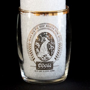 Vintage Coors Barrel Shaped Tasting Glass - Beer Glass - Adolph Coors Co - Golden Colorado - Gold Leaf Logo - Vintage Barware - Libbey Glass