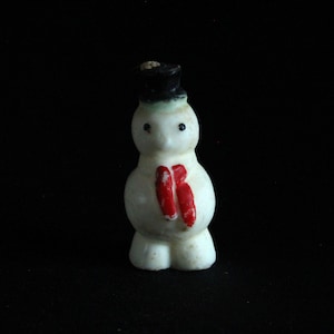 Taverne of Gurley Sneeuwman Kaars met Sjaal - Nieuwigheid Vakantie Kaars Decoratie - Kerst Decor - Figural Wax Candle - Vintage Christmas
