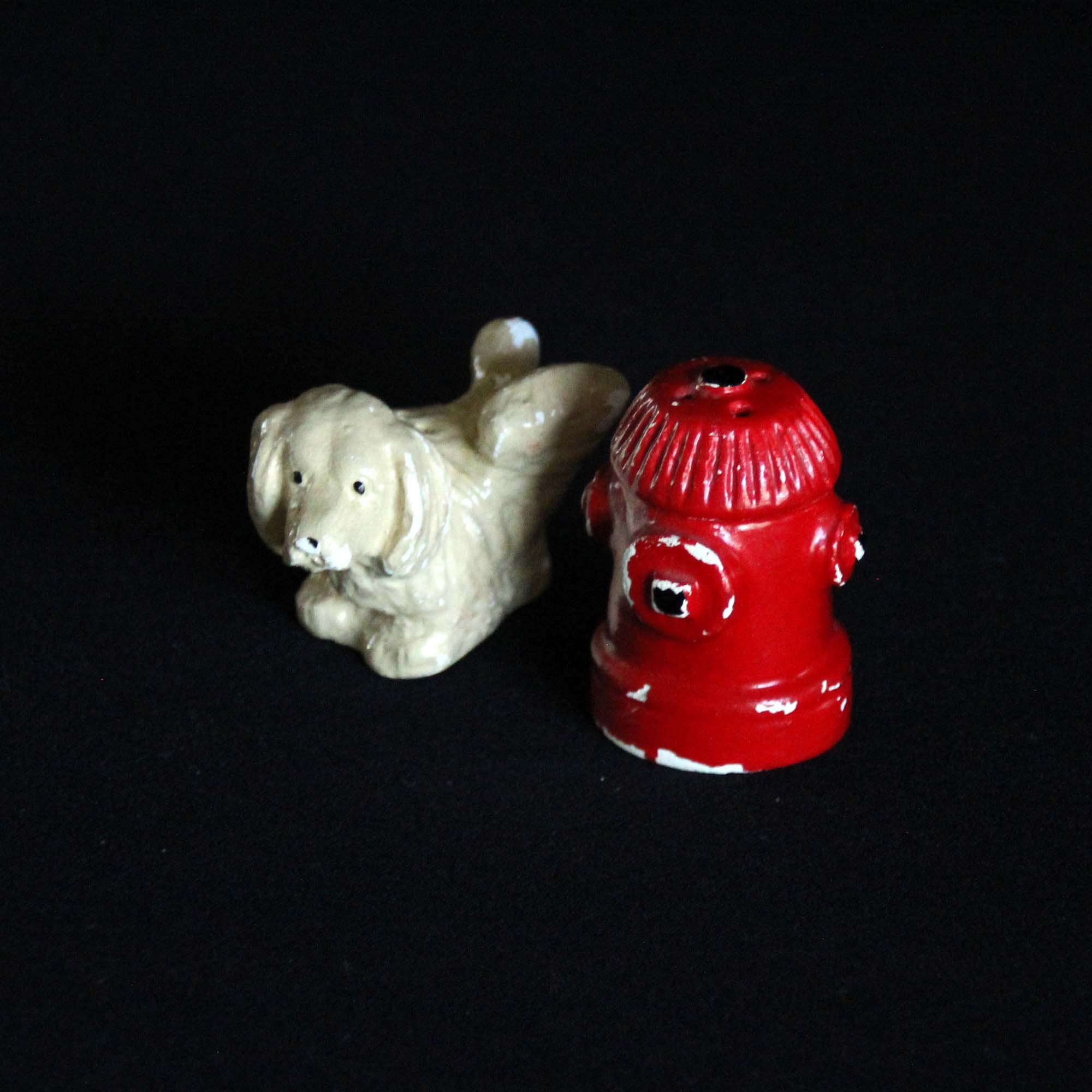 Vintage Dog and Fire Hydrant Salt and Pepper Shaker Set Etsy