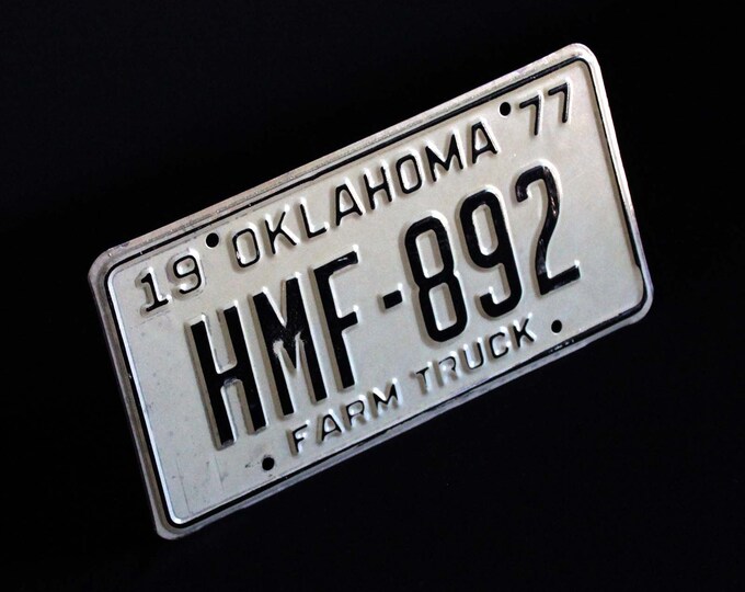 Oklahoma Farm Truck License Plate 1977 Automobile Car Etsy