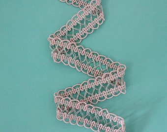 3 Yards of Silver and Pink Scalloped Gimp Trim 0.5 Inches Wide