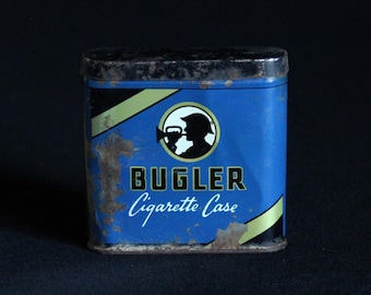 Jahrgang Bugler Zigarette Fall Tasche Tabak Zinn - braun und Williamson Tabak Corp. - Deckel Box - Aufbewahrungsbehälter - Tobacciana
