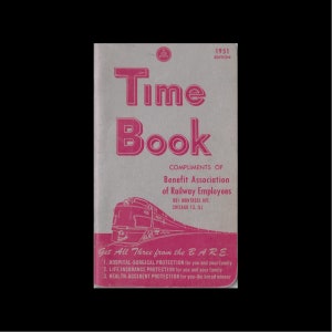 Vintage 1951 Time Book Complimenten van Benefit Association of Railway Employees - B.A.R.E. Levensverzekering - Railroad Employee Time Card