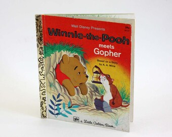 Winnie-the-Pooh Meets Gopher - Vintage Little Golden Book c. 1977