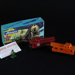 Athearn Trains in Miniature Box with Two Train Cars - Union Pacific 1654 - Atchison, Topeka, & Santa Fe 7340 - Model Train