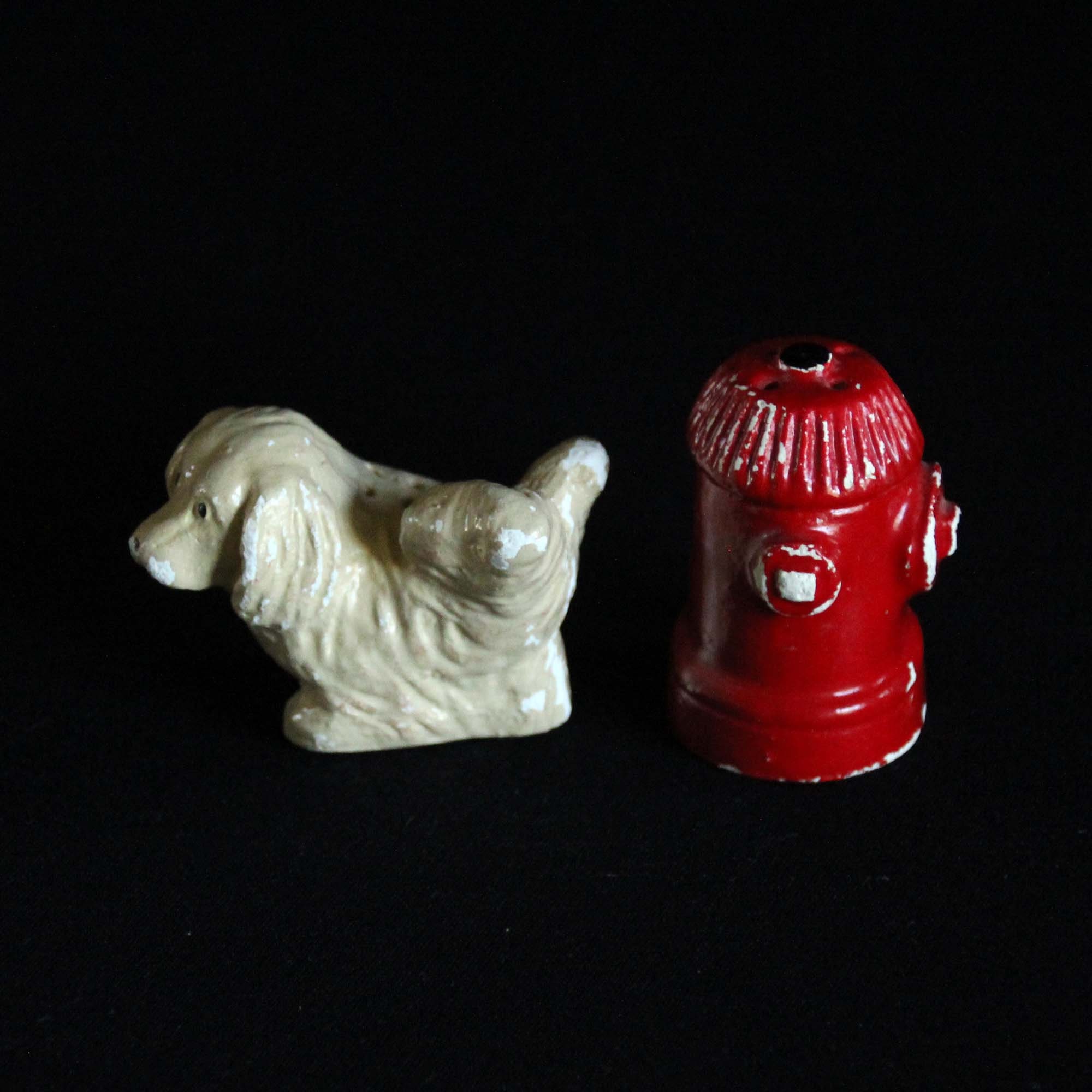 Vintage Dog and Fire Hydrant Salt and Pepper Shaker Set Etsy